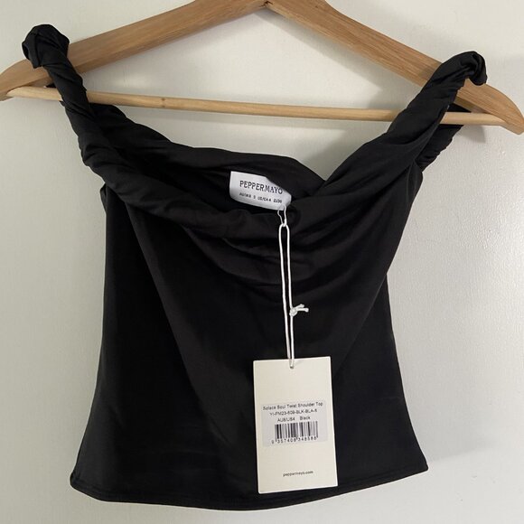 Peppermayo Solace Soul Twist Shoulder Top - Black - Picture 3 of 3